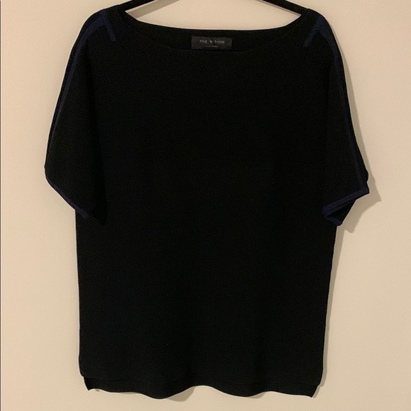 Rag & Bone Black Knit Short Sleeve Top (Size medium) | - Picture 2 of 7
